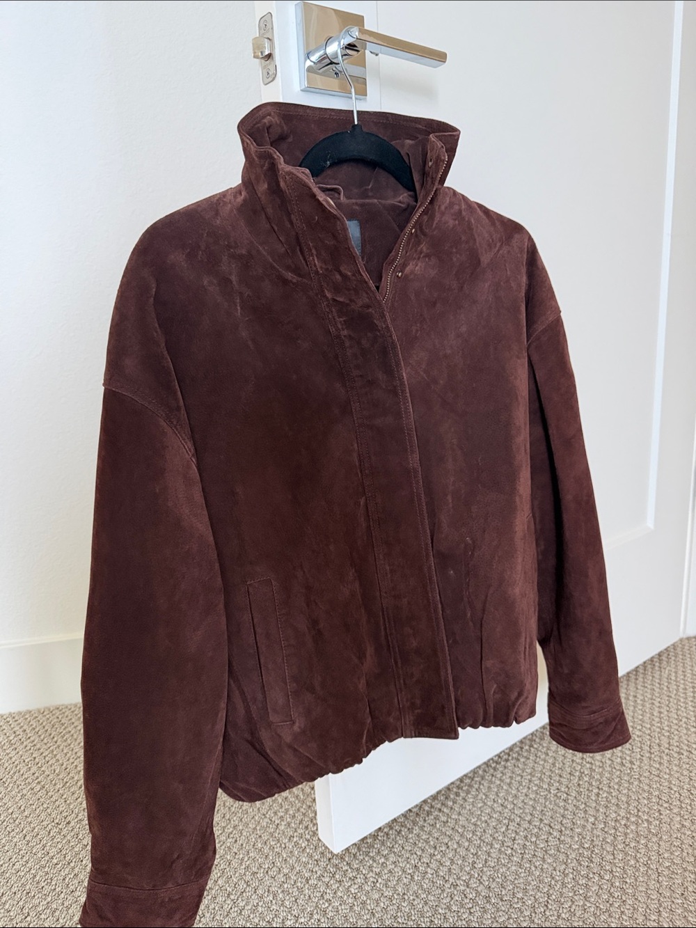 Zara Suede Bomber Jacket - Brown